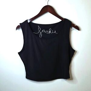 Black Ribbed Cropped Tank Size Large